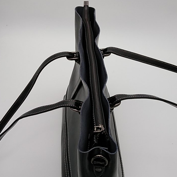 Black Genuine Leather Large Shoulder Bag Tote - Picture 10 of 13